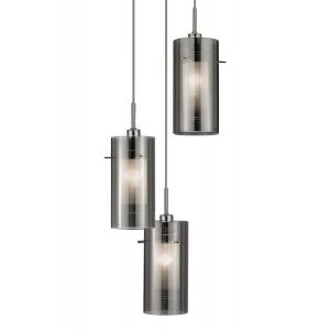 Подвесной светильник searchlight Duo 2, дымчатое стекло / сталь - 3-световые