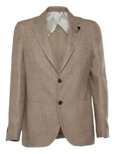 Пиджак с тремя пуговицами и накладными карманами Lardini, коричневый