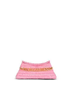 Женская мягкая сумочка-клатч 1945 года из рафии с эффектом твида. Balmain, розовый