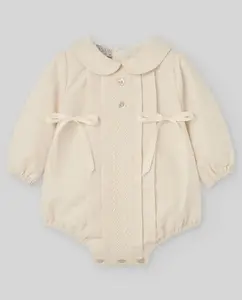 Детский комбинезон с вышивкой коллекции Alegría Paz Rodríguez, бежевый