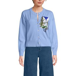 Женский укороченный кардиган с жаккардовым узором и круглым вырезом Lands' End