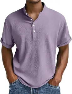 Футболка с коротким рукавом для мужчин Henley летняя