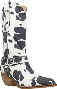 Сапоги ARIDERGIRL Evon для женщин, средней длины с острым носком в западном стиле, с металлической пряжкой, Cow White Black