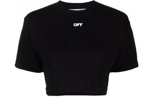 OFF WHITE Футболка с укороченным низом и логотипом OFF-WHITE, черная