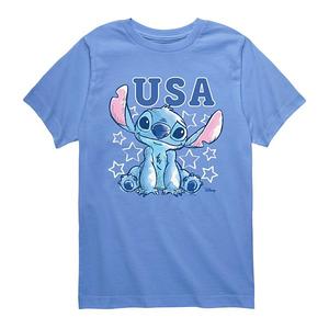 Футболка с принтом Lilo & Stitch USA для мальчиков 8-20 Disney, Carolina Blue