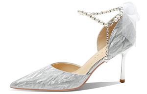 Подарок для признания Женские туфли на шпильке 8 см Ainer-cat серебро, серебряная коробка