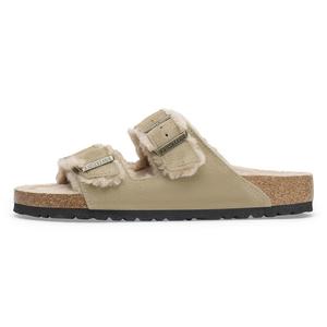 Сандалии на меху Birkenstock Arizona Shearling Suede Leather, бежевый