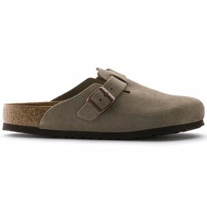 Сандалии-клоги Birkenstock Boston Soft Footbed Suede Leather, серо-коричневый