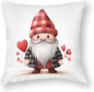 HighonHi Чехол для подушки квадратный красный клетка баффало гномы любовь день святого валентина атлас современный весенний деревенский декор для дивана Pillow-5