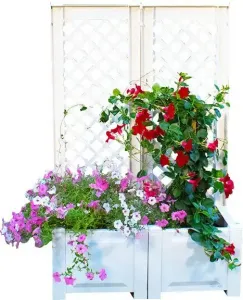 Решетка KHW, 2 части, с ящиком для растений, ШxГxВ: 43x43x140 см 43х140х43 см, белый