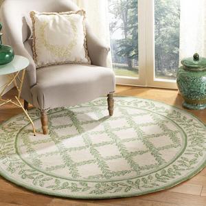 Ковер SAFAVIEH, 168 x 168 см, Chelsea Collection, круглый, Ivory & Light Green, ручной работы в стиле French Country из шерсти, идеален для помещений с высокой проходимостью в гостиной, спальне (HK230B)