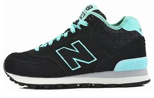 Кроссовки женские серии NB 574 с низким верхом, черные/зеленые New Balance