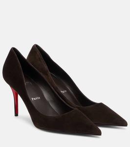 Туфли-лодочки Miss Z 80 из замши Christian Louboutin, Cafe