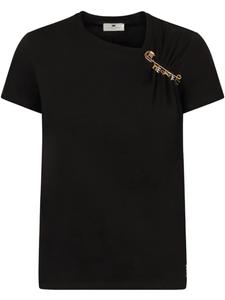 Футболка с брошью Elisabetta Franchi, черный