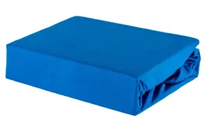 Простыня на резинке из 100% хлопкового трикотажа - 80х160 см, узор васильки Soft Dream