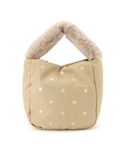 (L) Сумка-шоппер Cachecache / из эко-меха с одной ручкой и вышивкой в горошек