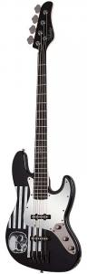 Басс гитара Schecter JD DeServio J-4 Gloss Black with 'BLS' Distressed Flag
