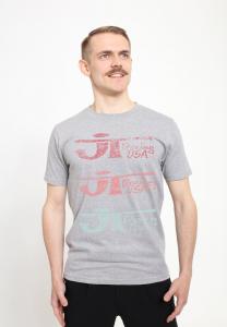 Футболка с принтом JT RACING FADED TRIO OF LOGOS Henry Tiger, цвет Heather Grey