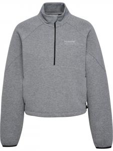 Hummel Женская толстовка на молнии до середины груди со светоотражающим логотипом, Hmltech, серо-меланжевого цвета