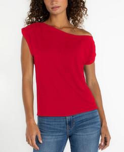 Женская асимметричная блузка с короткими рукавами и открытыми плечами Liverpool Los Angeles, Cherry Rose