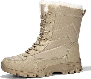 Женские водонепроницаемые зимние ботинки на шнуровке с меховой подкладкой, удобные, теплые, легкие, противоскользящие, средние по голенище, для прогулок и походов Forevercan, Khaki