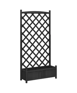 Кашпо с решеткой из массива черной ели Vidaxl, black