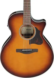 Акустико-электрогитара Ibanez AE160 Grand Auditorium Thinline, массивная верхняя дека из ели, винтажная отделка Mahogany Sunburst