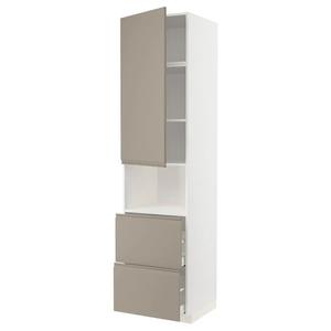 Hi cab f micro w дверь/2 ящика METOD/MAXIMERA IKEA, 60x60x240 см, цвет white/upplöv matt dark beige