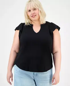 Свободный топ Trendy Plus с рукавами-крылышками Democracy, черный