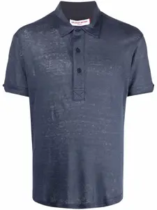 Льняная рубашка поло с короткими рукавами Orlebar Brown, синий