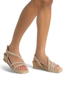 Босоножки на танкетке CON PUNTERA CUADRADA Y CIERRE CON HEBILLA - Platform sandals Alma en Pena, светло-коричневый