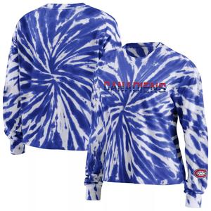 Женская футболка WEAR by Erin Andrews Темно-синяя футболка с длинными рукавами Montreal Canadiens Tie Dye