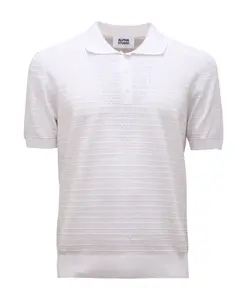 Перфорированная трикотажная рубашка поло Au-1151B Alpha Studio, белый