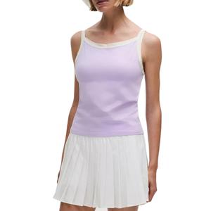 Органический хлопок топ с высоким воротником и контрастной бейкой Lululemon, лавандовый/слоновая кость