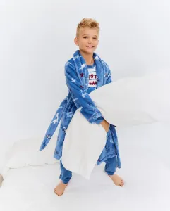 Детский халат с принтом Cotton Juice, темно-синий