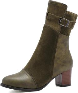 Женские элегантные ботильоны VOKLIN с круглым носком, пряжкой и молнией, грубым толстым высоким каблуком, короткие вечерние ботинки