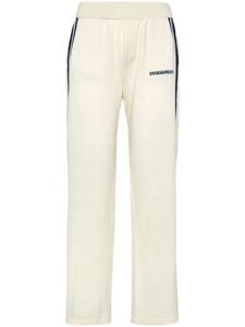 DSQUARED2 спортивные брюки с лампасами и вышитым логотипом, белый