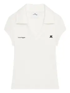 Рубашка поло с логотипом Courrèges, белый