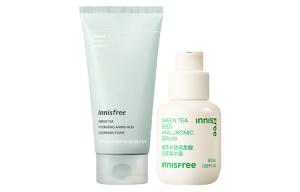 Innisfree YUESHIFENGYIN Green Tea Cleanser Little Green Bottle Skincare Sets Hydrating Cleansing 150ml+50ml