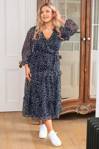 Платье Midaxi из переработанного шифона с рюшами Pour Moi, черный