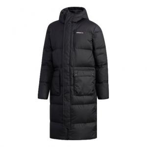 Пуховик adidas neo High Collar Long Down Jacket Black, черный