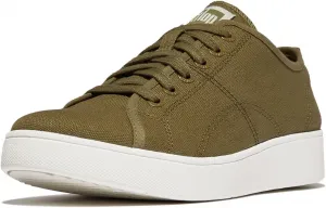 Женские кеды FitFlop Rally из парусины, зеленый/кремовый