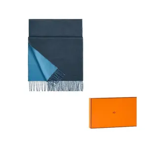 HERMES Двусторонний вязаный шарф мужской, Dark Blue