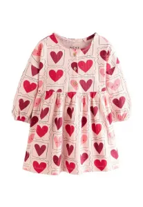 Платье-Джерси с длинными рукавами, прямого кроя Next, Pink Hearts