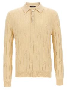 Вязаная шерстяная рубашка-поло Zanone, бежевый