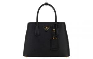 PRADA Двойная кожаная сумка через плечо маленького размера женская черная