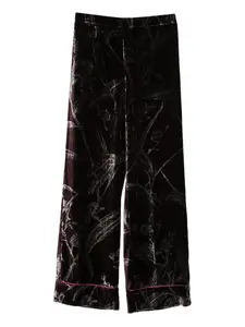 Бархатные брюки с цветочным принтом La DoubleJ, красный