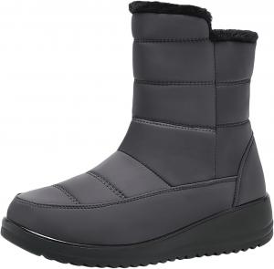 Женские зимние ботинки модные в западном стиле, противоскользящие, снежные ботильоны, спортивные водонепроницаемые с застежкой-молнией, на молнии, рабочие ботинки для снега и походов Generic, #B02-Grey