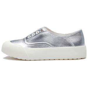 Женские низкие кеды для скейтбординга однотонные LE SAUNDA, серебряный svk(6m)