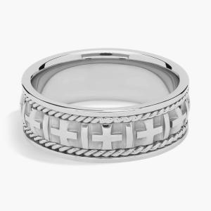 Обручальное кольцо с плетеным краем в виде креста из 14-каратного белого золота (8 мм) Blue Nile